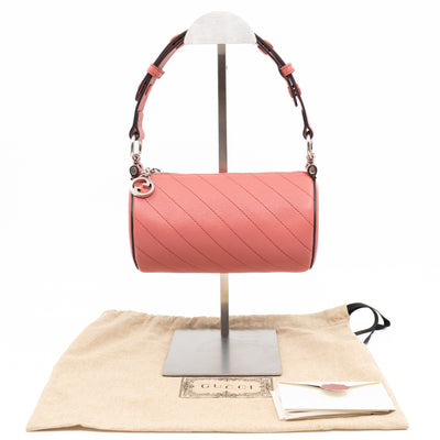 Mini Blondie Shoulder Bag Pink Diagonal Quilted Leather