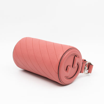 Mini Blondie Shoulder Bag Pink Diagonal Quilted Leather