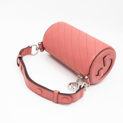 Mini Blondie Shoulder Bag Pink Diagonal Quilted Leather
