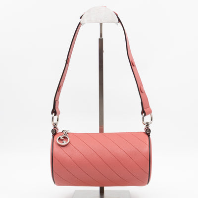 Mini Blondie Shoulder Bag Pink Diagonal Quilted Leather