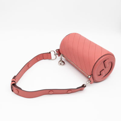 Mini Blondie Shoulder Bag Pink Diagonal Quilted Leather
