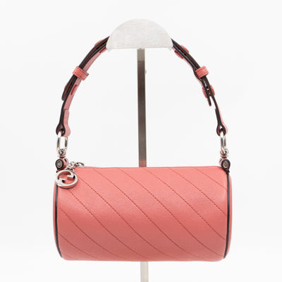 Mini Blondie Shoulder Bag Pink Diagonal Quilted Leather