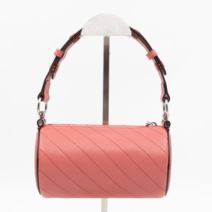 Mini Blondie Shoulder Bag Pink Diagonal Quilted Leather