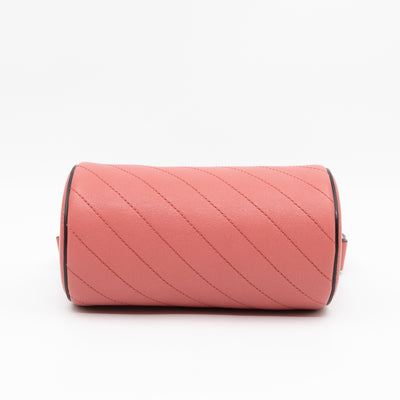 Mini Blondie Shoulder Bag Pink Diagonal Quilted Leather