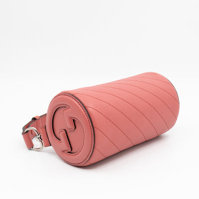 Mini Blondie Shoulder Bag Pink Diagonal Quilted Leather