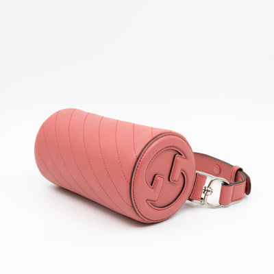 Mini Blondie Shoulder Bag Pink Diagonal Quilted Leather