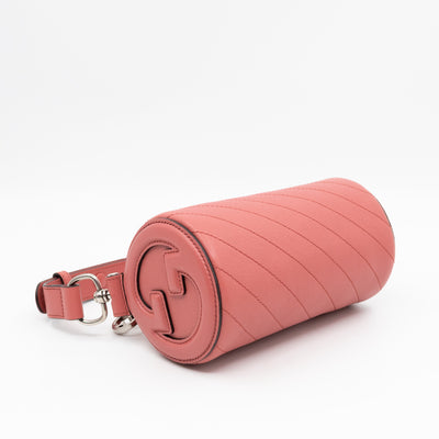 Mini Blondie Shoulder Bag Pink Diagonal Quilted Leather