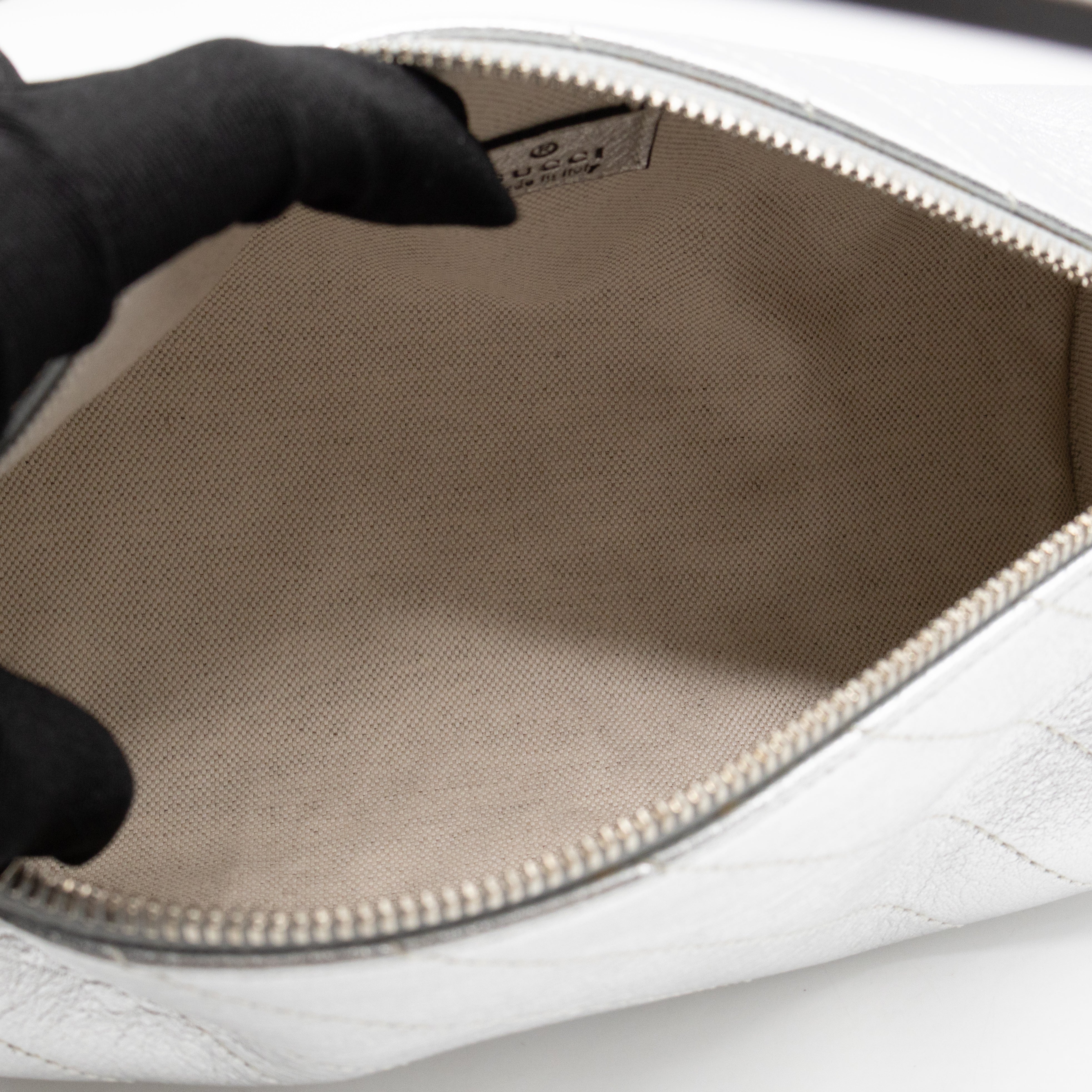 Small Blondie Shoulder Bag Silver Diagonal Quilted Leather