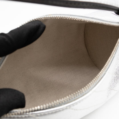 Small Blondie Shoulder Bag Silver Diagonal Quilted Leather