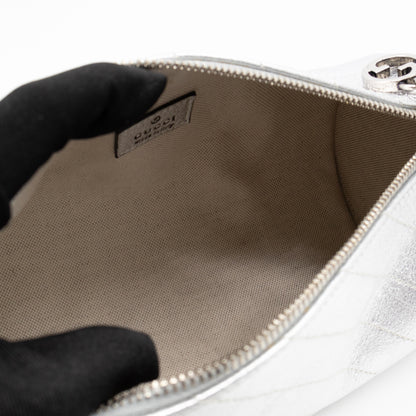 Small Blondie Shoulder Bag Silver Diagonal Quilted Leather