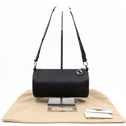 Small Blondie Shoulder Bag Black Diagonal Quilted Leather