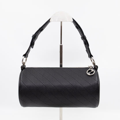 Small Blondie Shoulder Bag Black Diagonal Quilted Leather