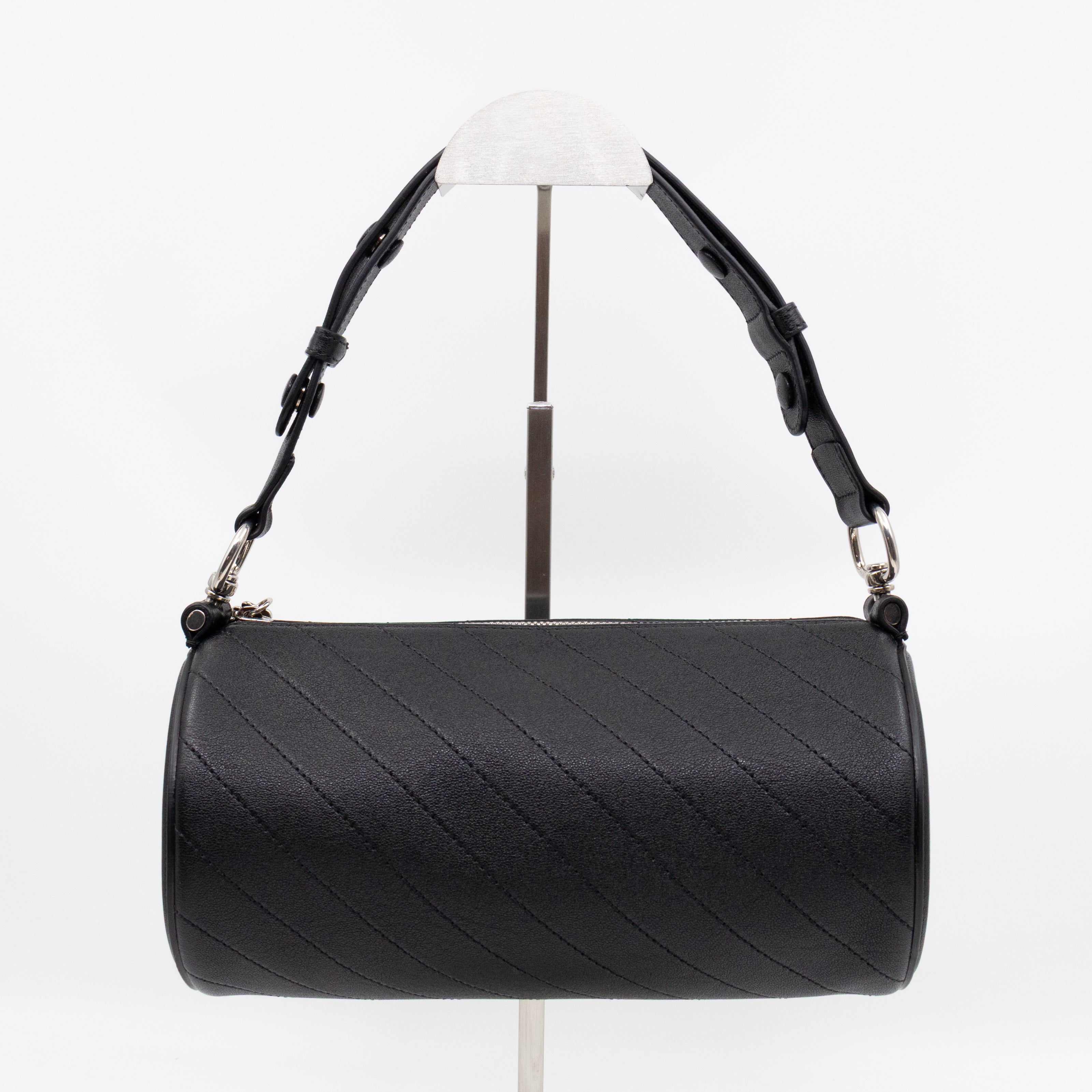 Small Blondie Shoulder Bag Black Diagonal Quilted Leather