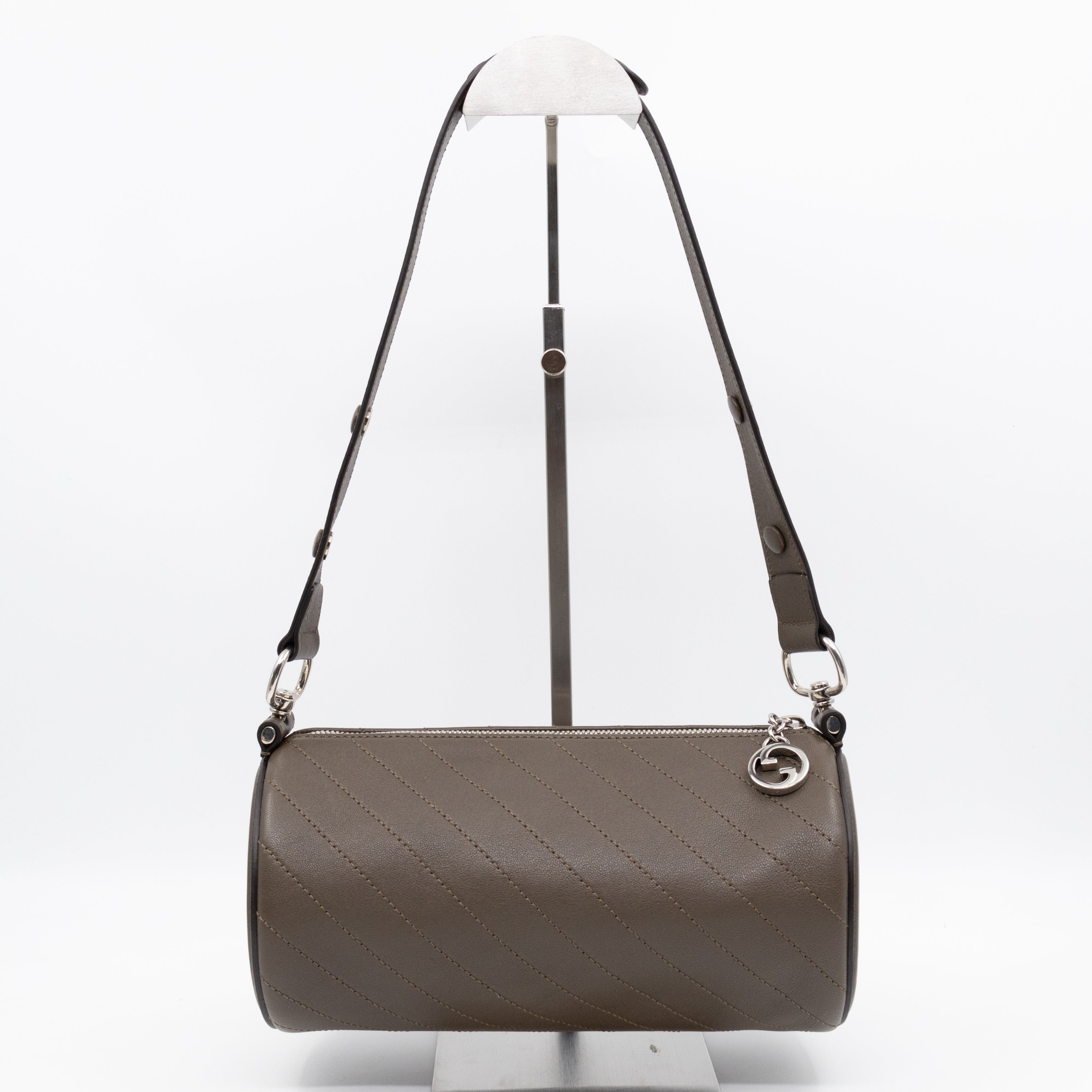 Small Blondie Shoulder Bag Diagonal Quilted Olive Leather