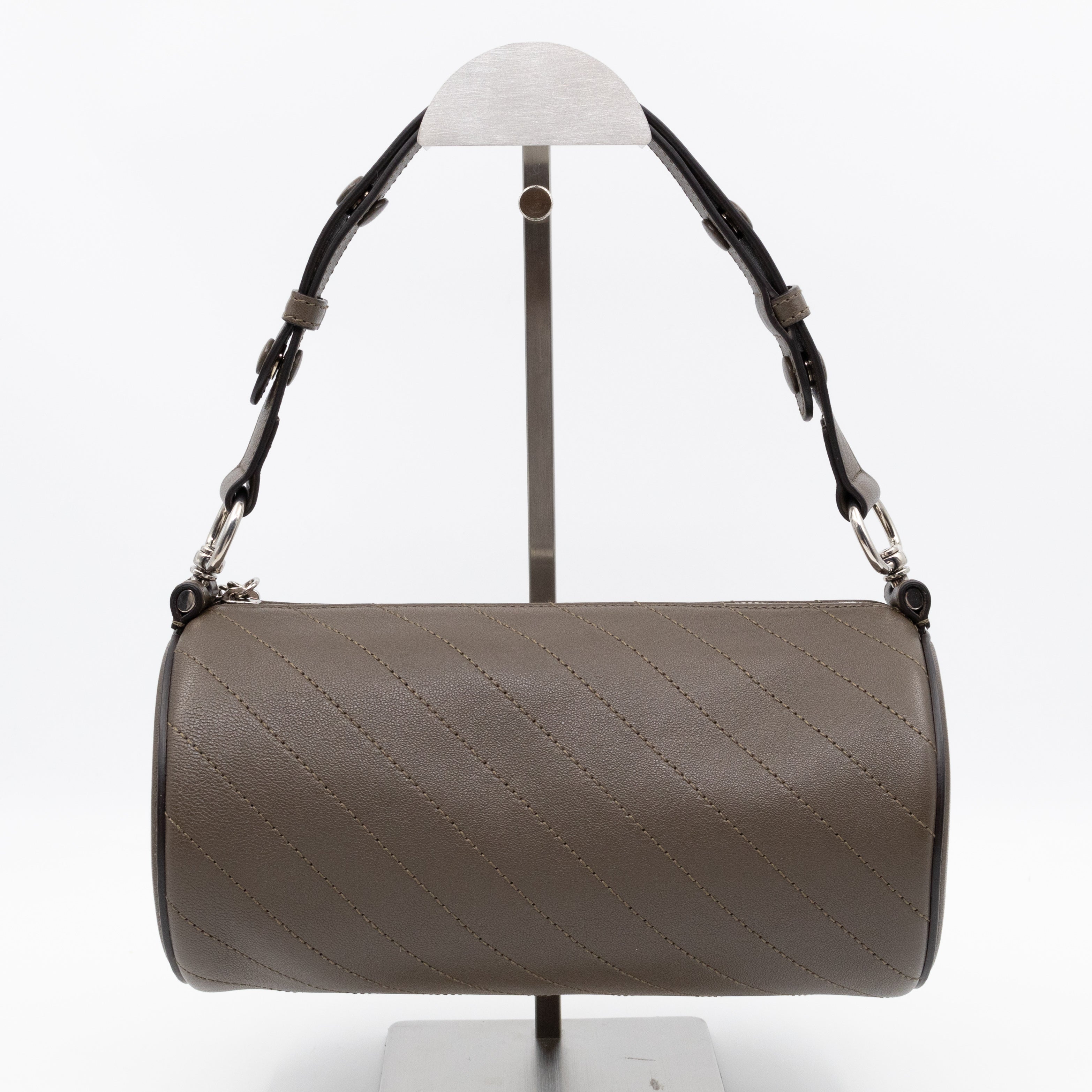 Small Blondie Shoulder Bag Diagonal Quilted Olive Leather