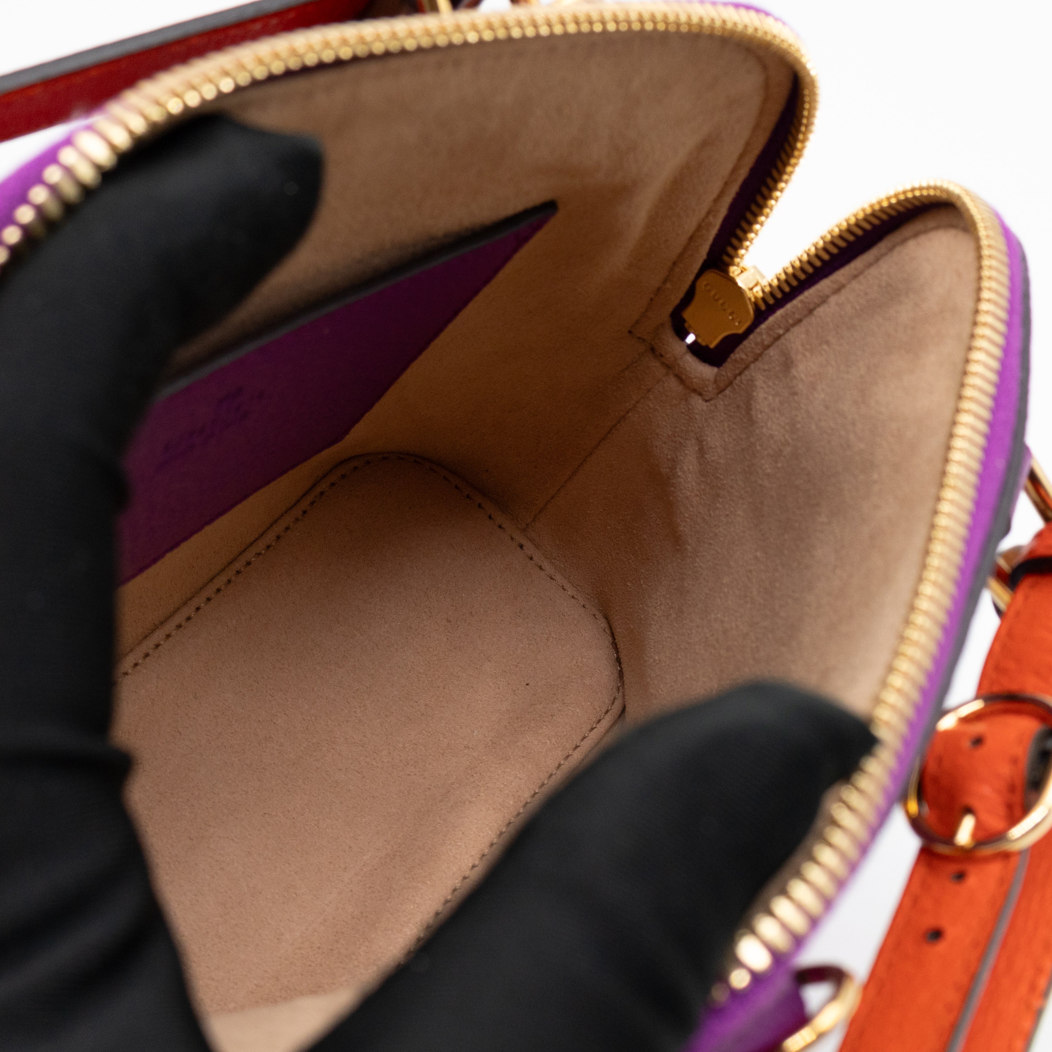 Diana Mini Bamboo Zip Tote Bag Purple Leather