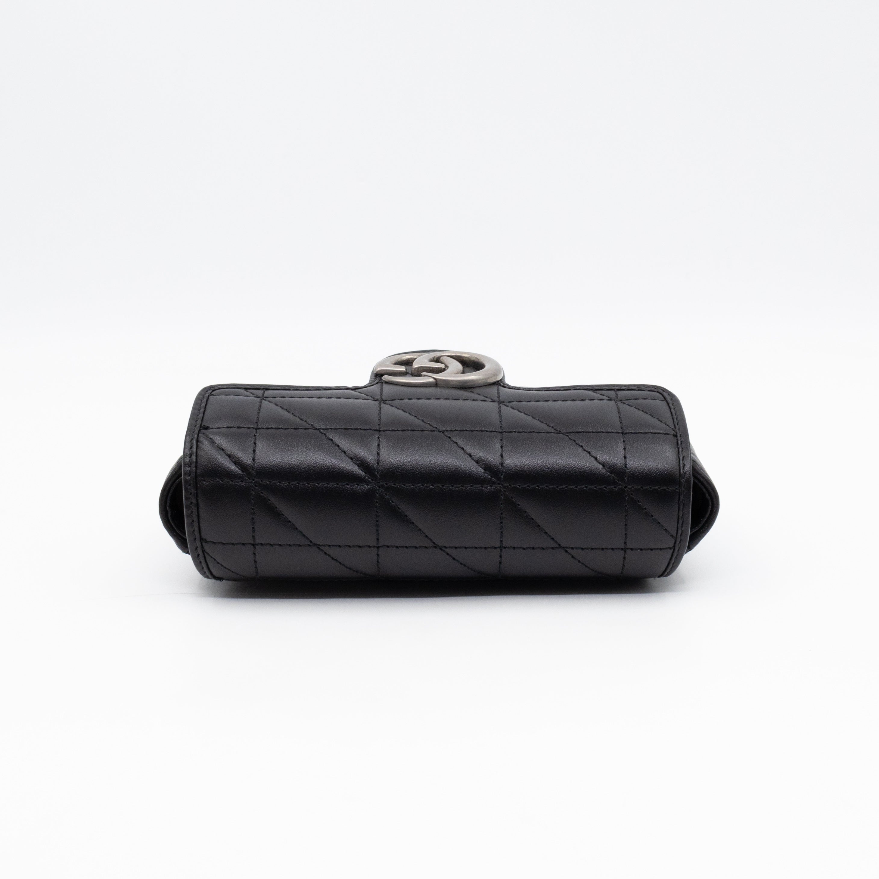 GG Marmont Flap Matelassé Super Mini Black Leather