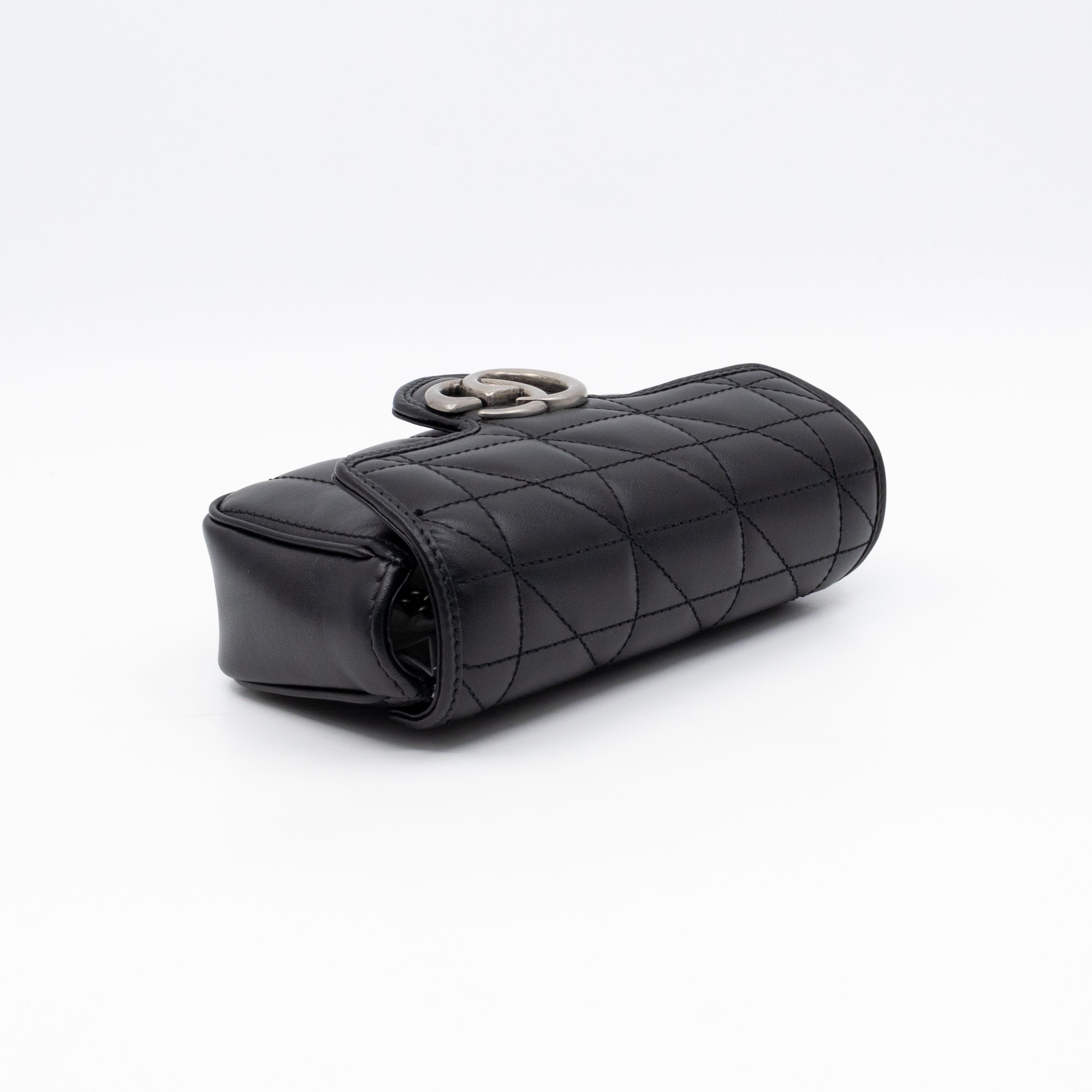 GG Marmont Flap Matelassé Super Mini Black Leather