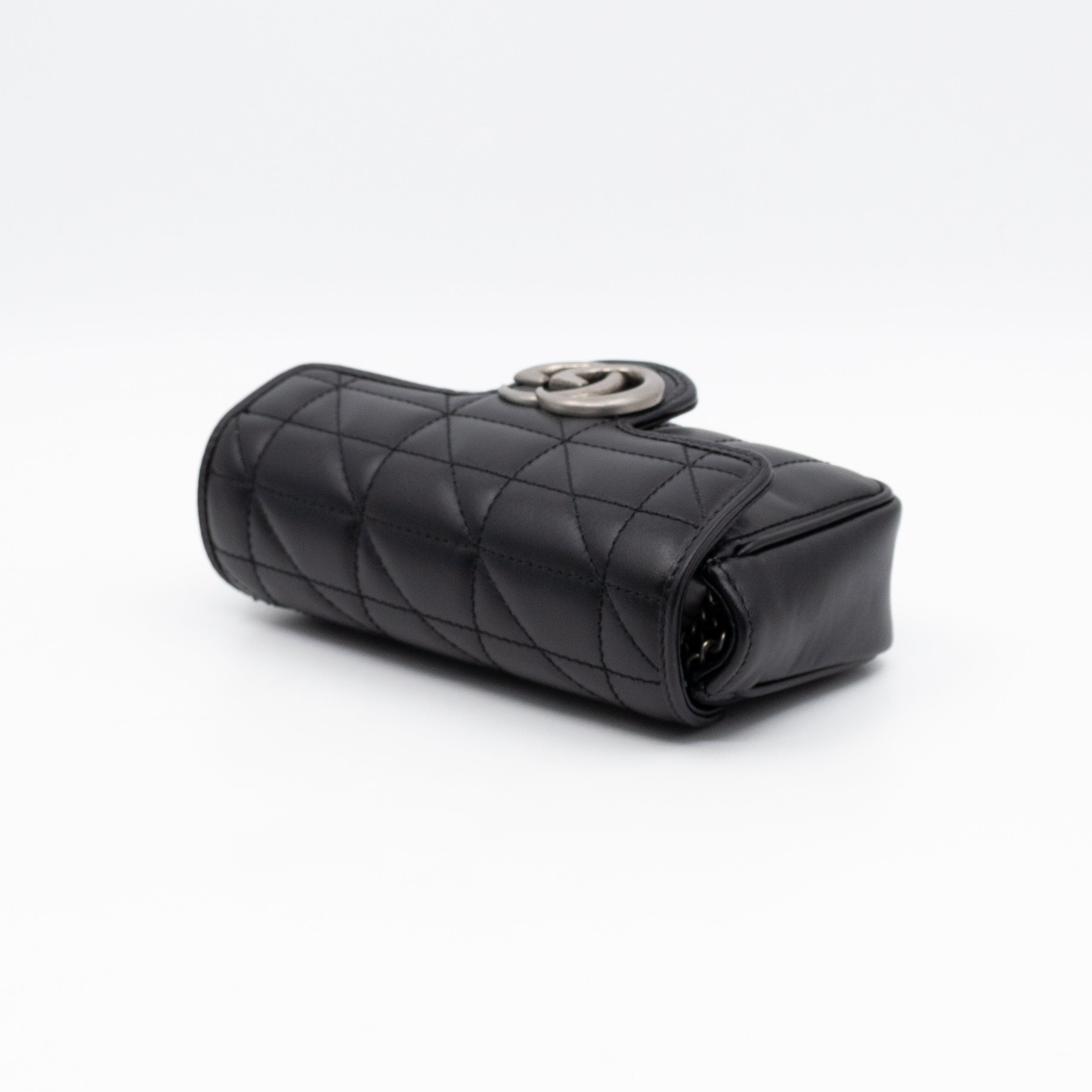 GG Marmont Flap Matelassé Super Mini Black Leather