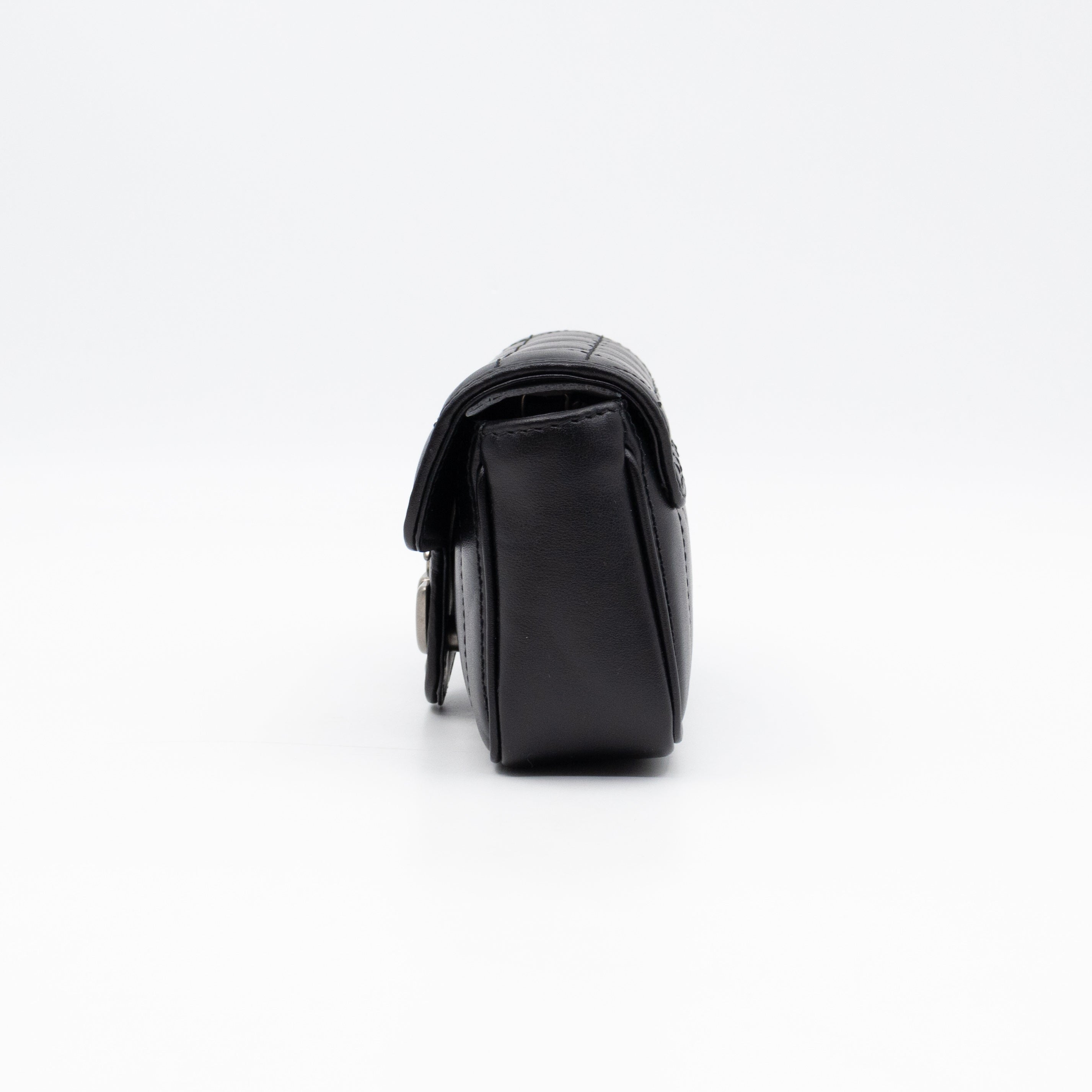 GG Marmont Flap Matelassé Super Mini Black Leather