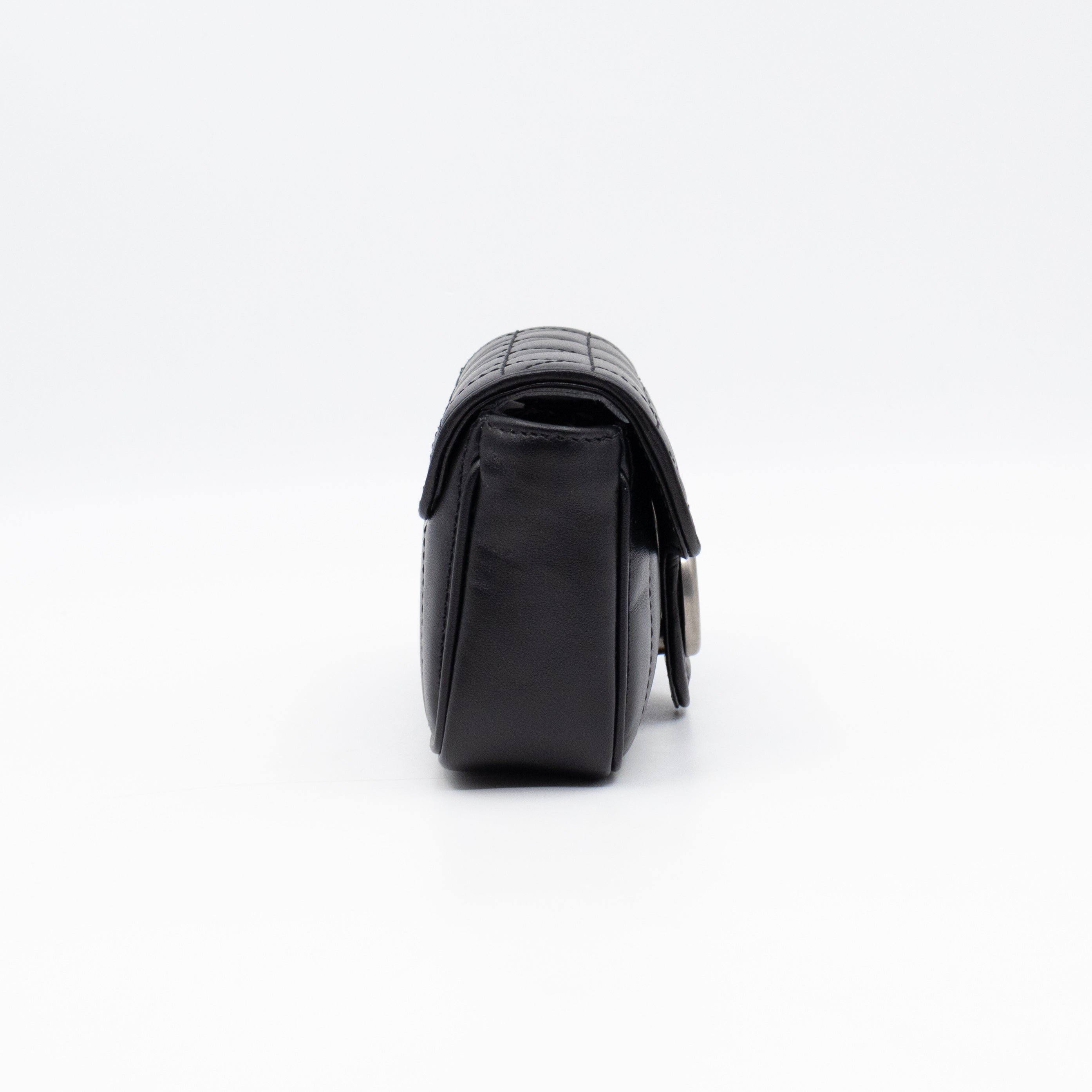 GG Marmont Flap Matelassé Super Mini Black Leather