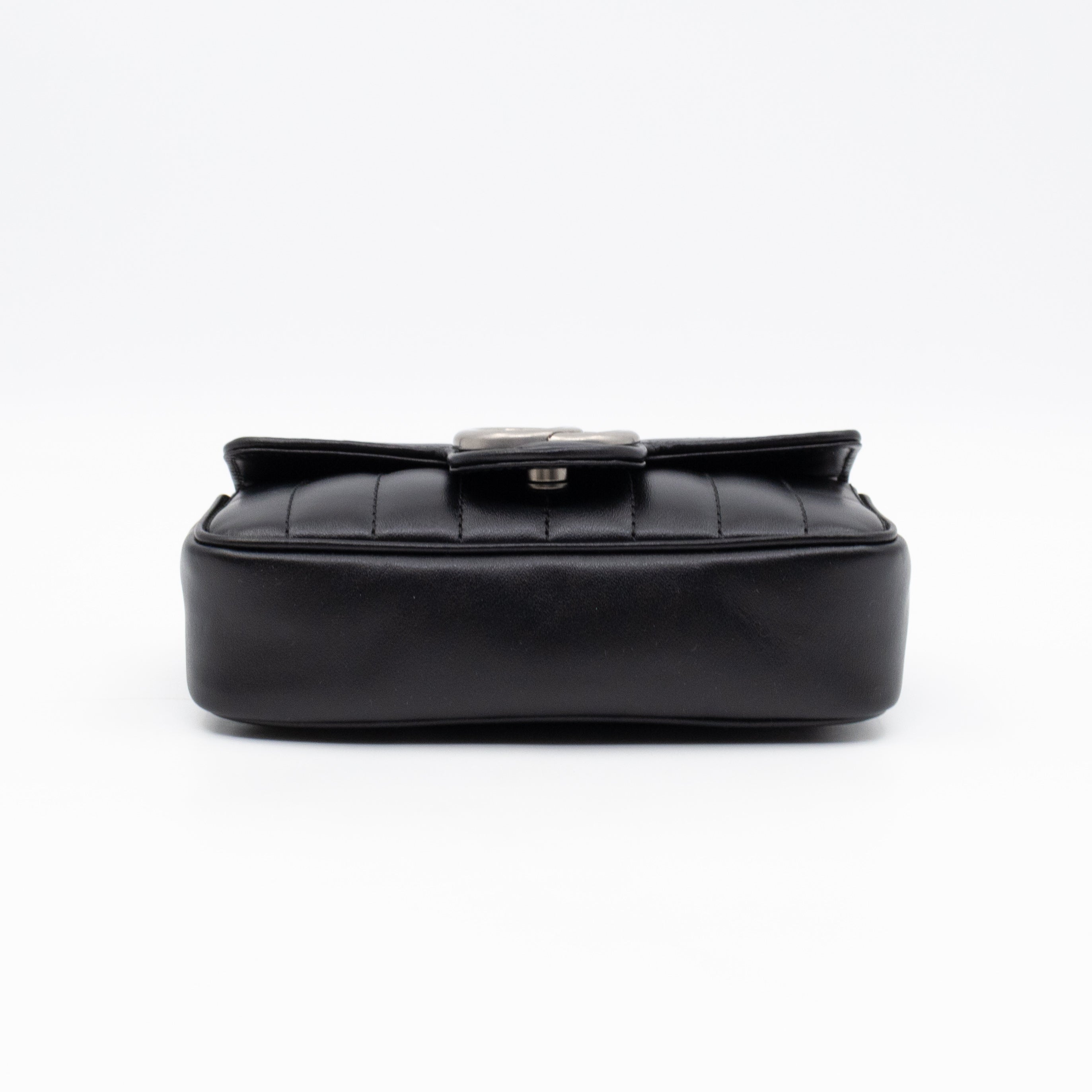 GG Marmont Flap Matelassé Super Mini Black Leather