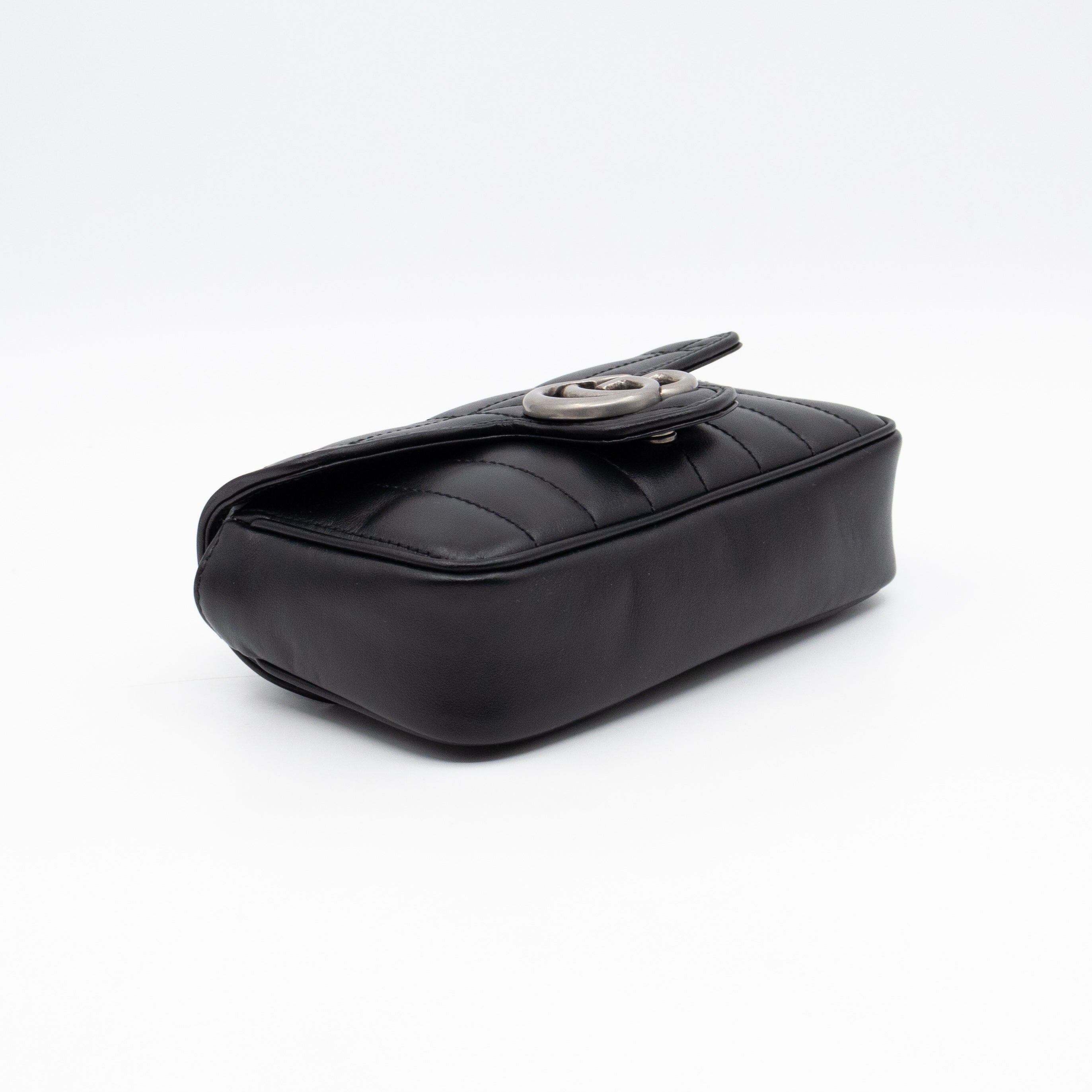GG Marmont Flap Matelassé Super Mini Black Leather