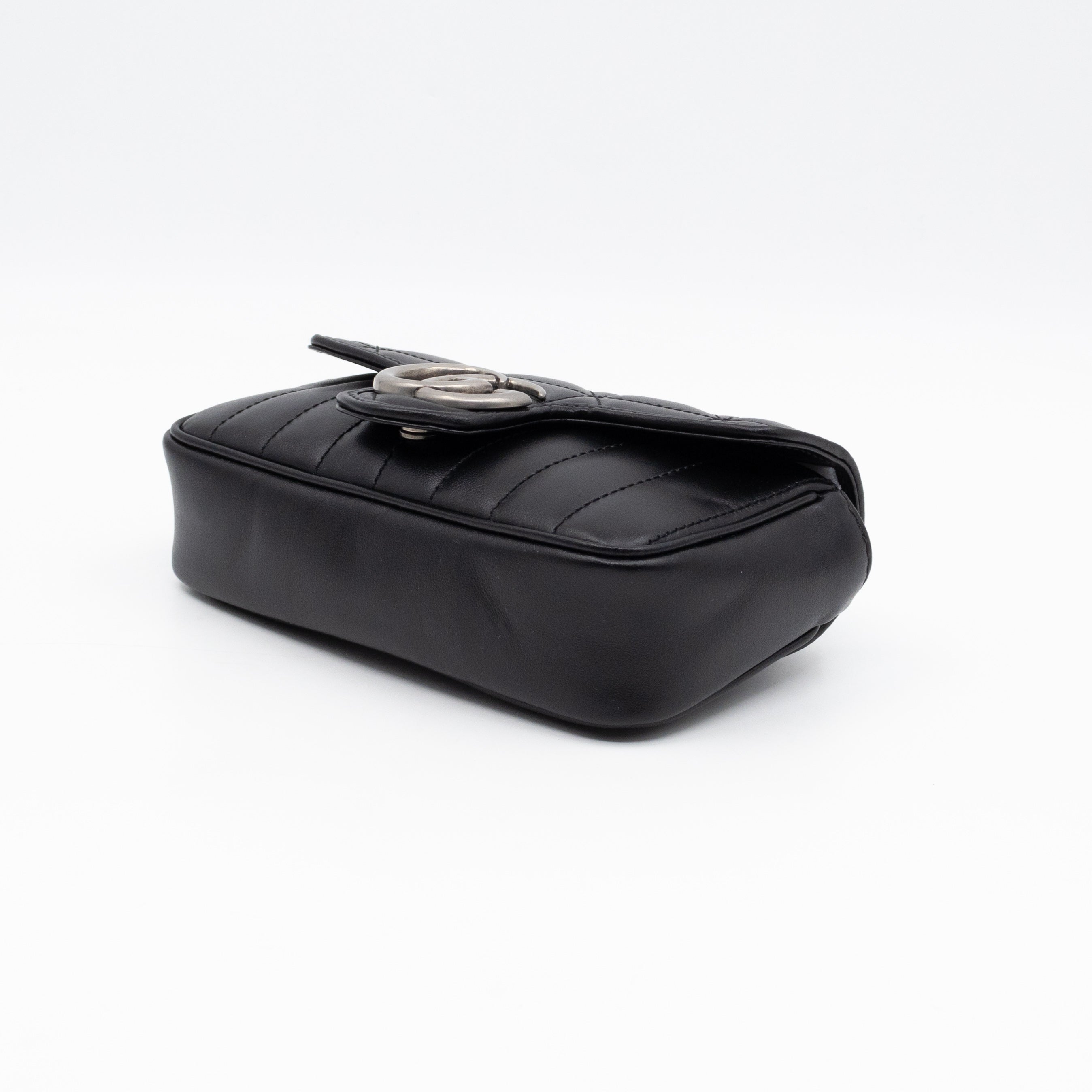 GG Marmont Flap Matelassé Super Mini Black Leather