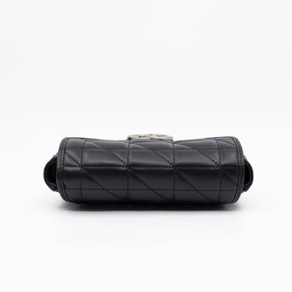 GG Marmont Flap Matelassé Super Mini Black Leather
