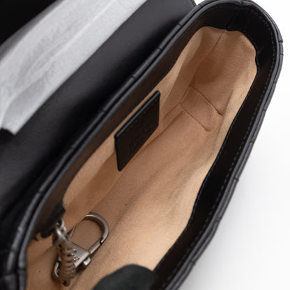 GG Marmont Flap Matelassé Super Mini Black Leather