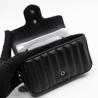 GG Marmont Flap Matelassé Super Mini Black Leather