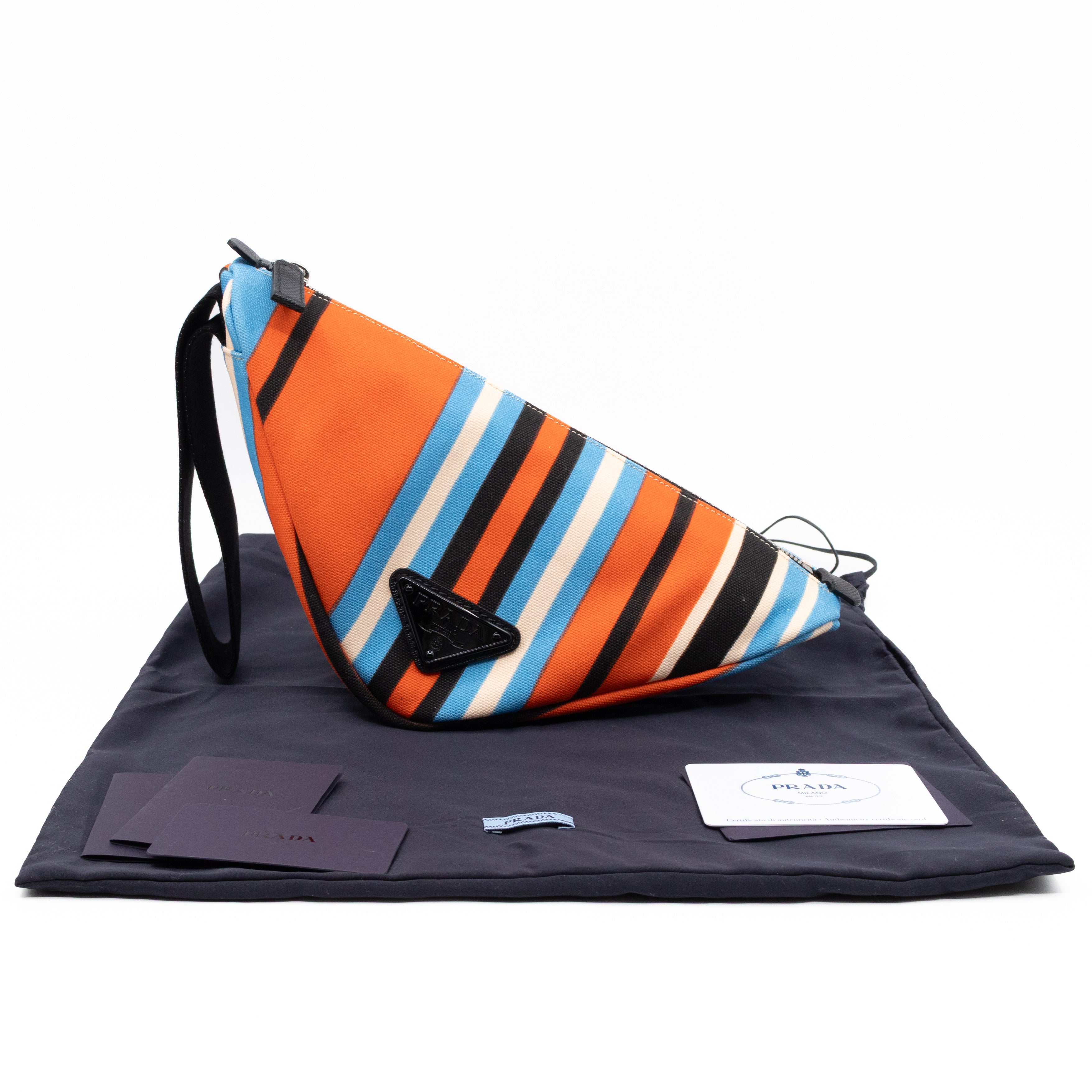 Wristlet Triangle Clutch Bag Arancio Canvas