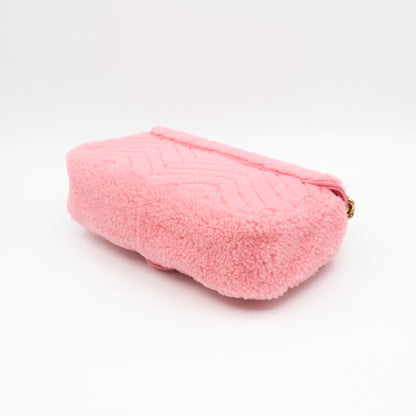 GG Marmont Small Flap Bag Pink Shearling