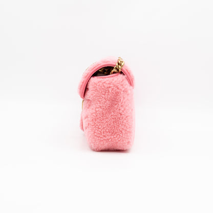 GG Marmont Small Flap Bag Pink Shearling