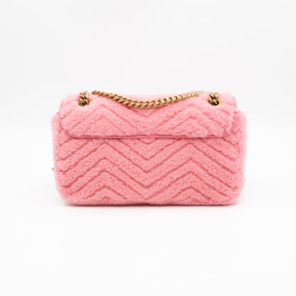 GG Marmont Small Flap Bag Pink Shearling