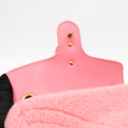 GG Marmont Small Flap Bag Pink Shearling