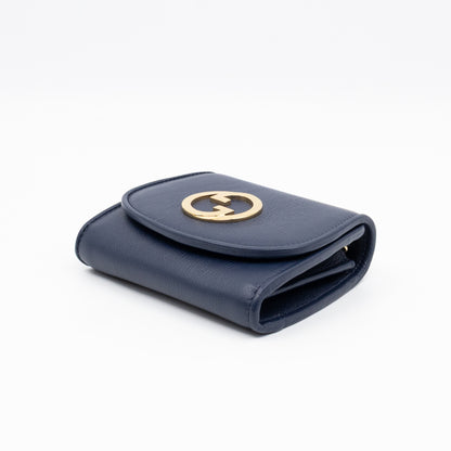 Blondie Medium Chain Wallet Bag Navy Leather