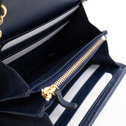 Blondie Medium Chain Wallet Bag Navy Leather