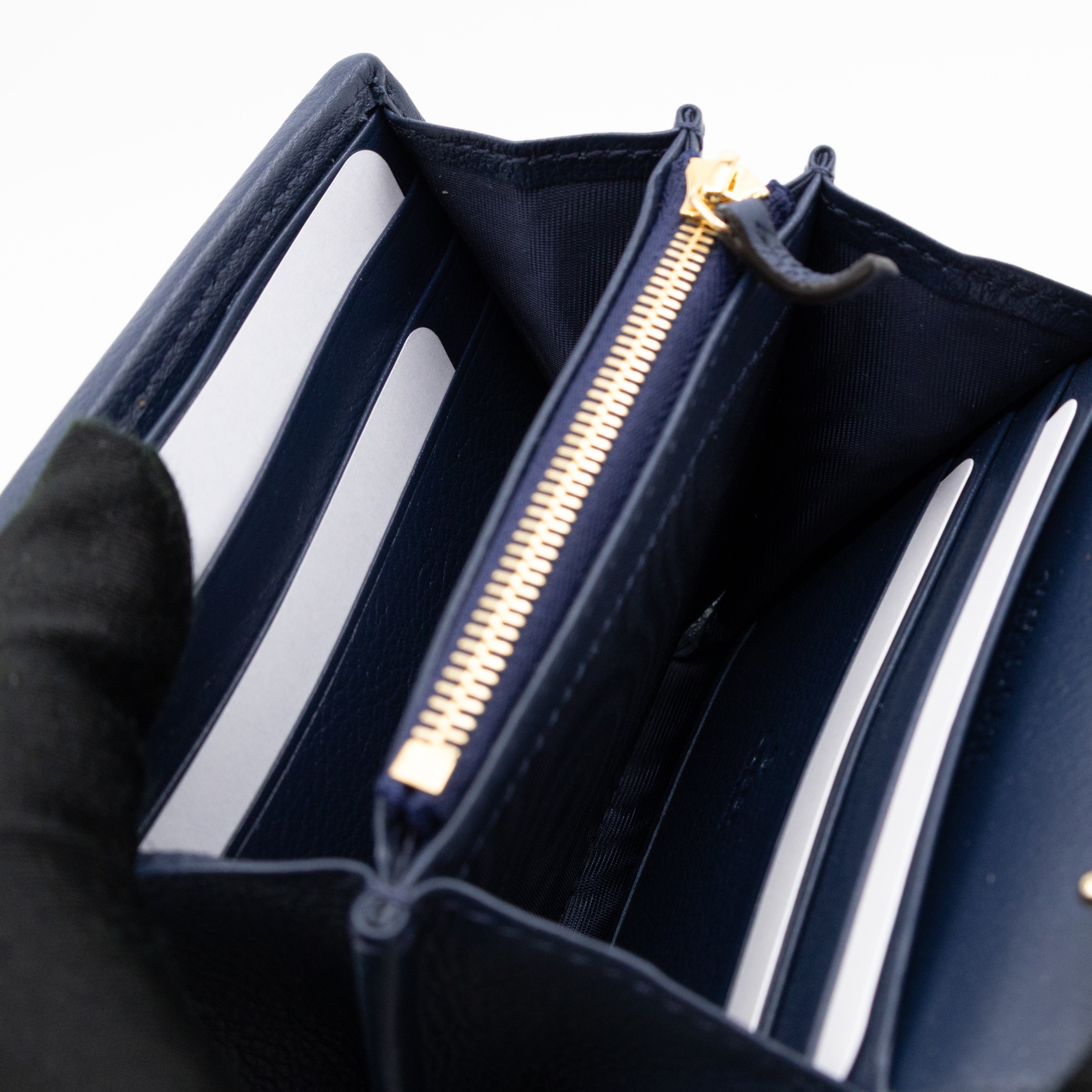 Blondie Medium Chain Wallet Bag Navy Leather