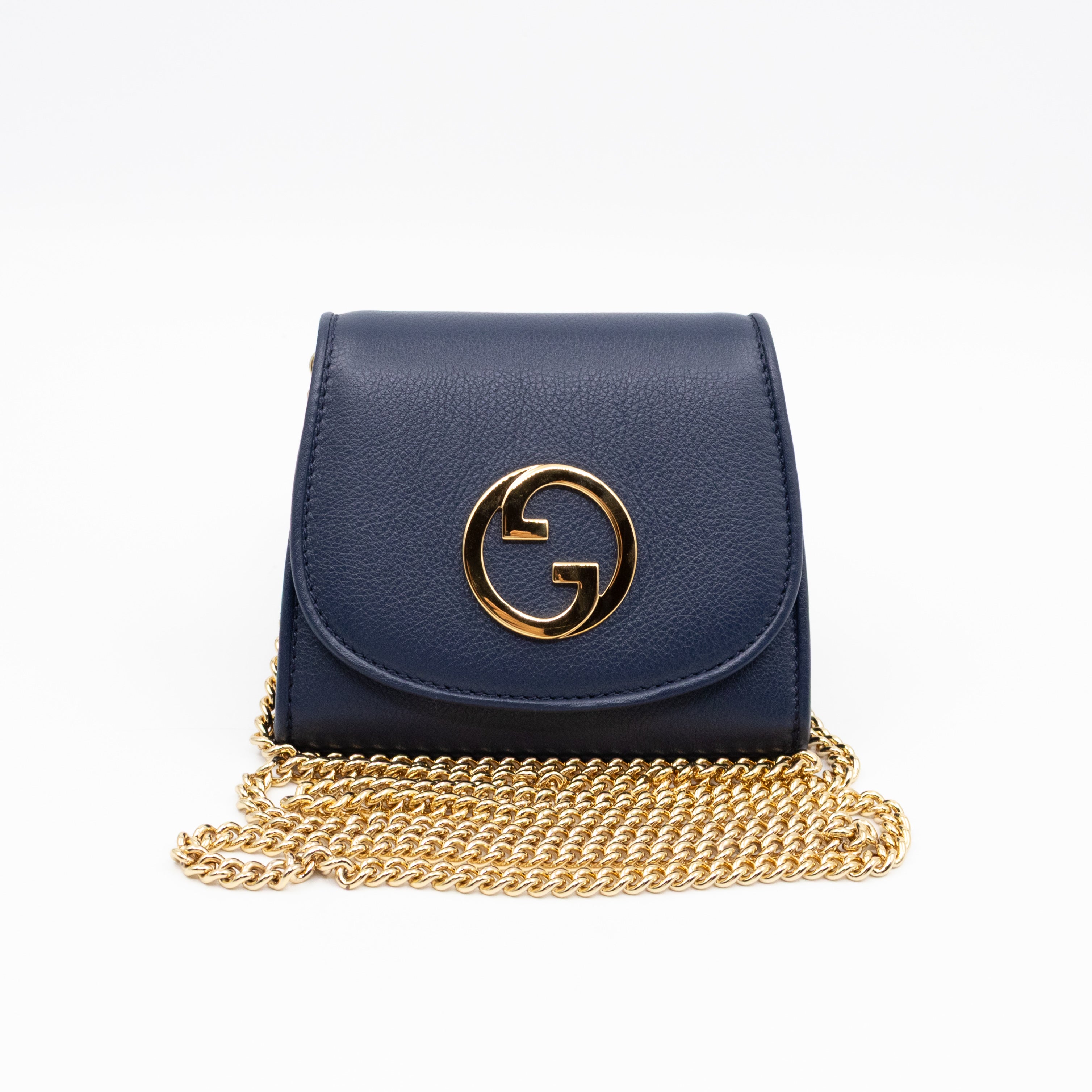 Blondie Medium Chain Wallet Bag Navy Leather