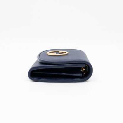 Blondie Medium Chain Wallet Bag Navy Leather