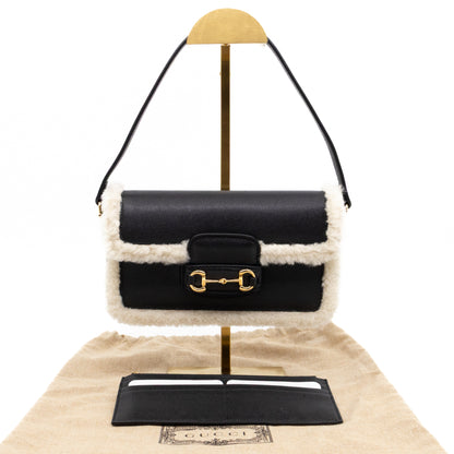 Horsebit 1955 Mini Shoulder Bag Black Leather Shearling