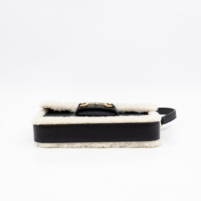Horsebit 1955 Mini Shoulder Bag Black Leather Shearling
