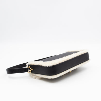 Horsebit 1955 Mini Shoulder Bag Black Leather Shearling