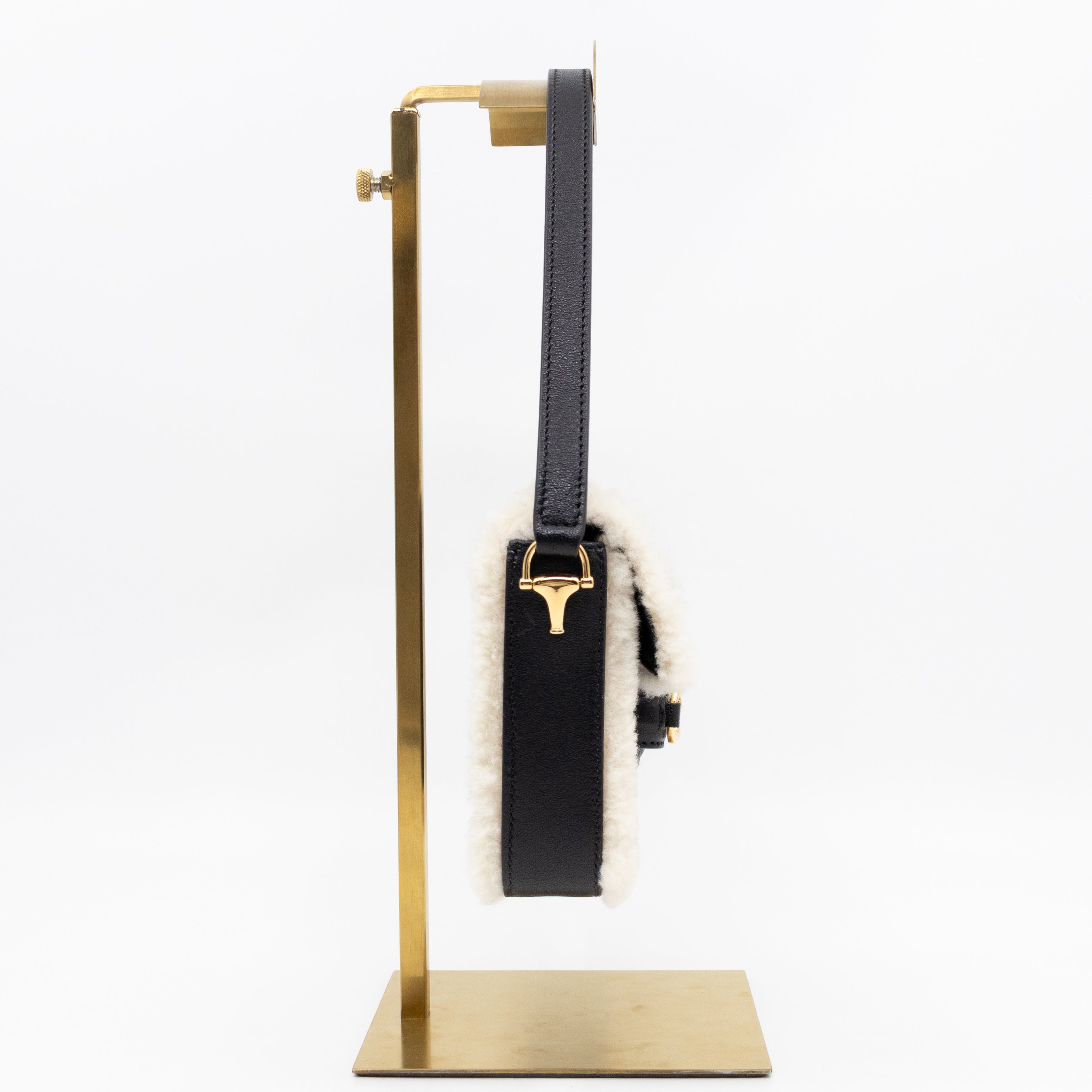Horsebit 1955 Mini Shoulder Bag Black Leather Shearling