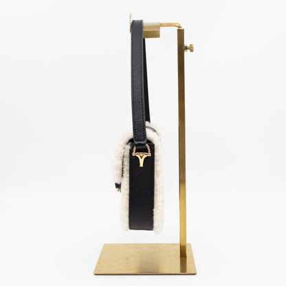 Horsebit 1955 Mini Shoulder Bag Black Leather Shearling