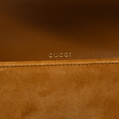 Horsebit 1955 Mini Shoulder Bag Camel Suede Leather Shearling