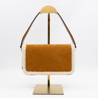 Horsebit 1955 Mini Shoulder Bag Camel Suede Leather Shearling