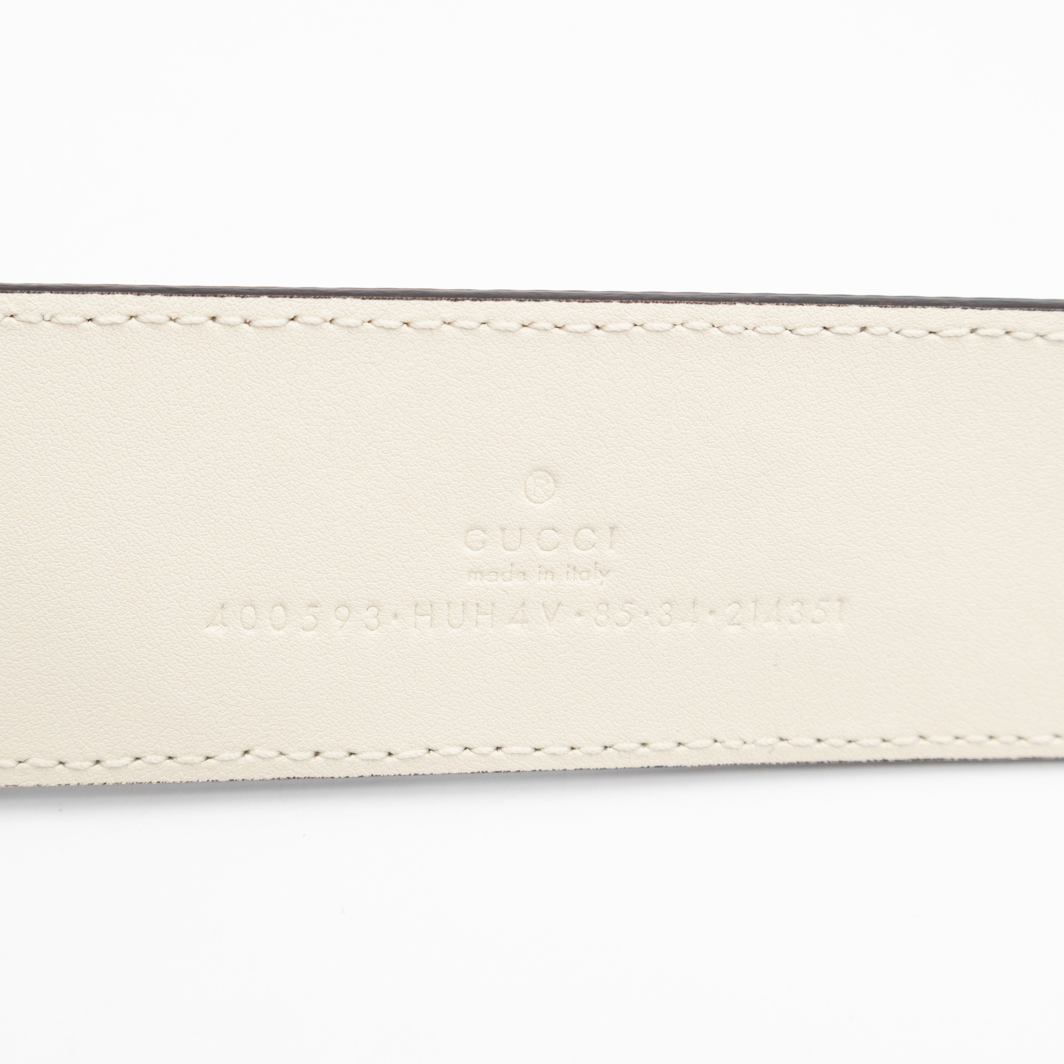 GG Marmont Wide Belt GG Supreme White Leather 85/34