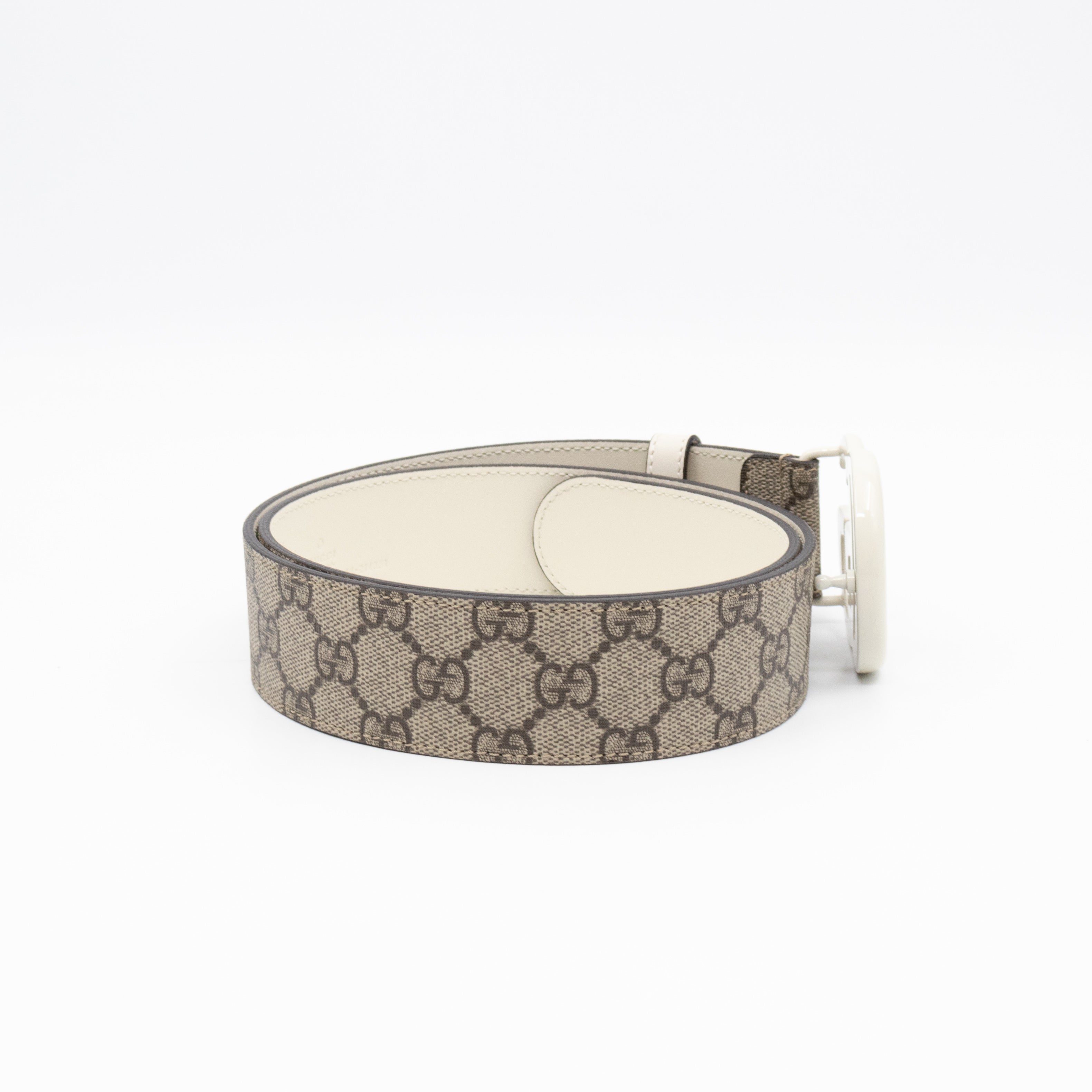 GG Marmont Wide Belt GG Supreme White Leather 85/34